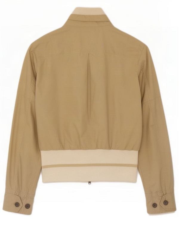 Woolrich Womens Bomber Jacket UK 10 Small Beige Colourblock Bomuld