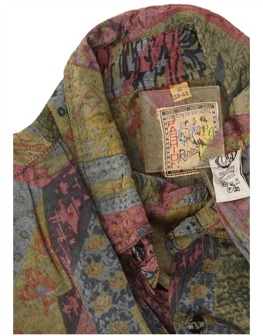 C&A Herreskjorte str. 39/40 Medium Flerfarvet geometrisk viskose
