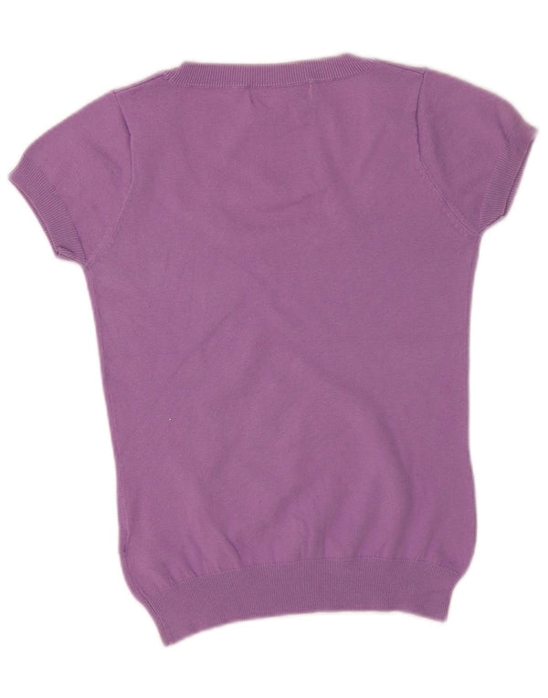 Zara Dame Kortærmet Boat Neck Jumper Sweater UK 12 Medium Purple