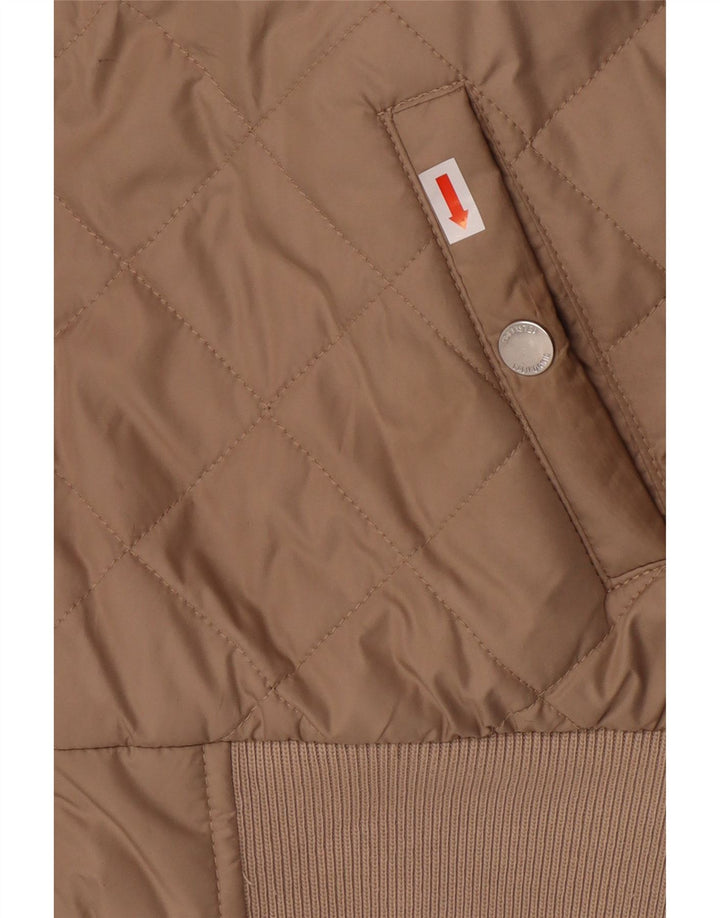 HOLLISTER Kviltet hættejakke til kvinder UK 10 Small Beige Polyester