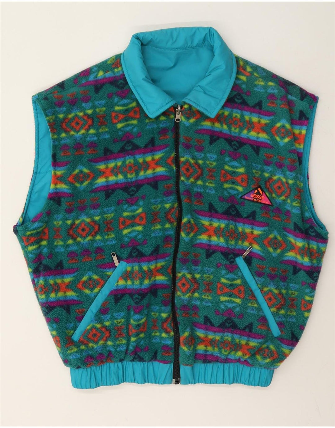 Aesse Herre Loose Fit Reversible Gilet UK 38 Medium Blue Geometrisk Polyamid