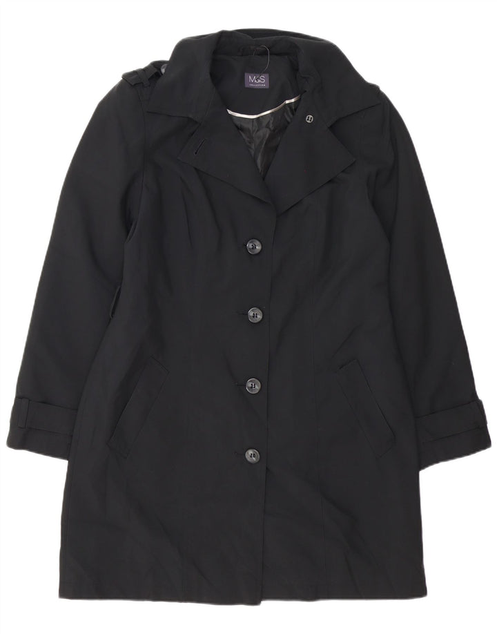Marks & Spencer Trench Coat til kvinder UK 14 Stor sort polyester