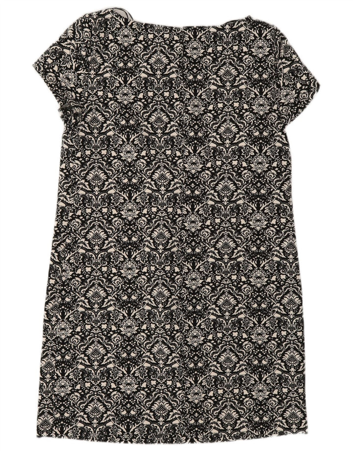 Zara Womens Shift Dress UK 10 Small Black Floral Polyester