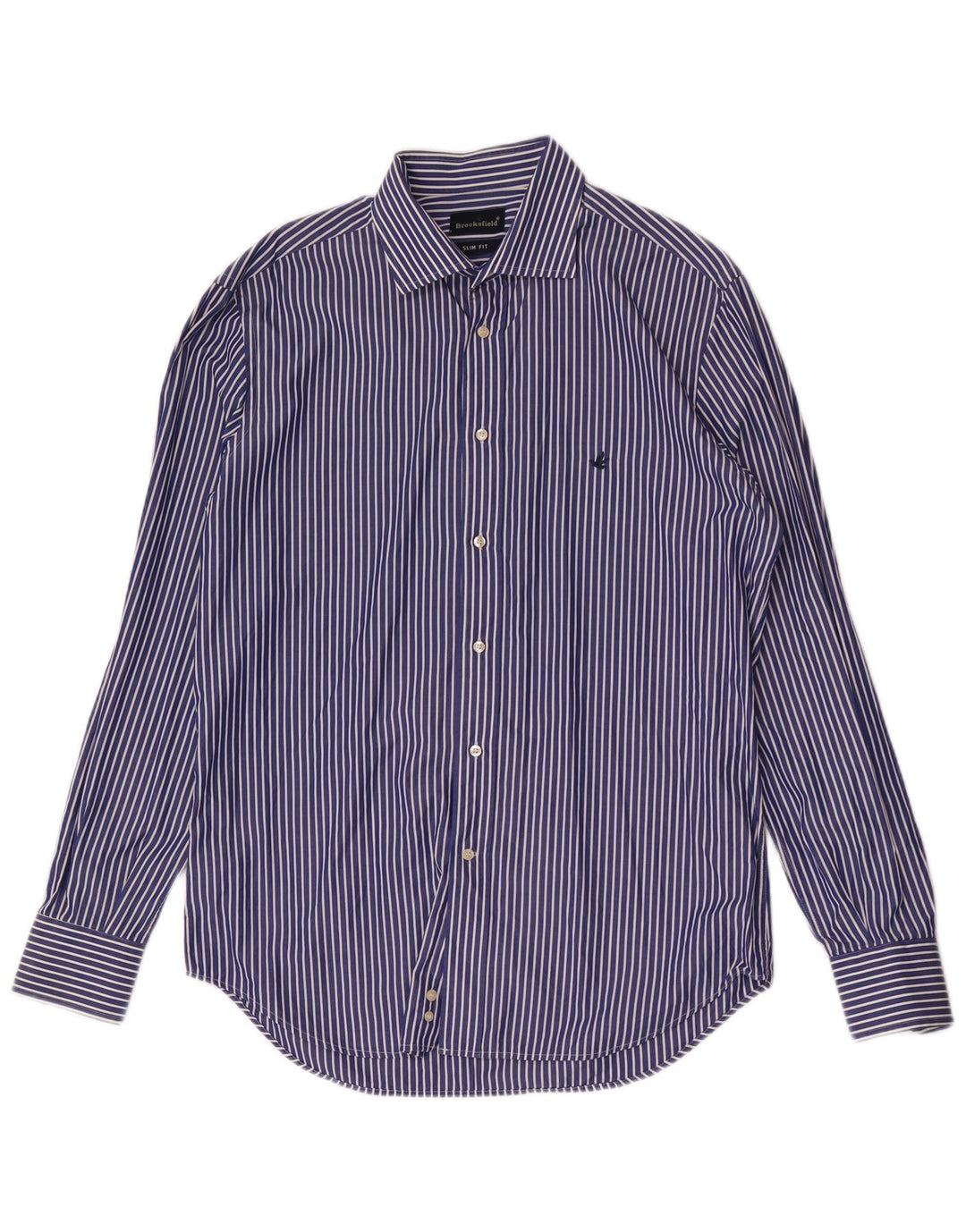 Brooksfield Herre Slim Fit skjorte størrelse 41 Medium Blue Pinstripe Cotton