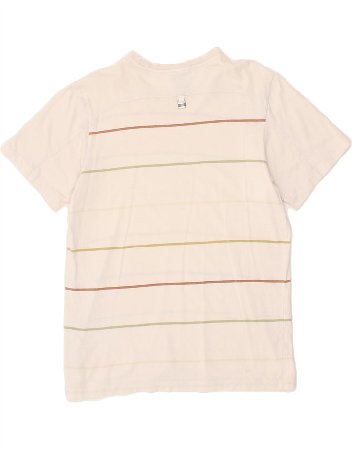 ADIDAS Mens T-Shirt Top Medium White Striped Vintage Adidas and Second-Hand Adidas from Messina Hembry 