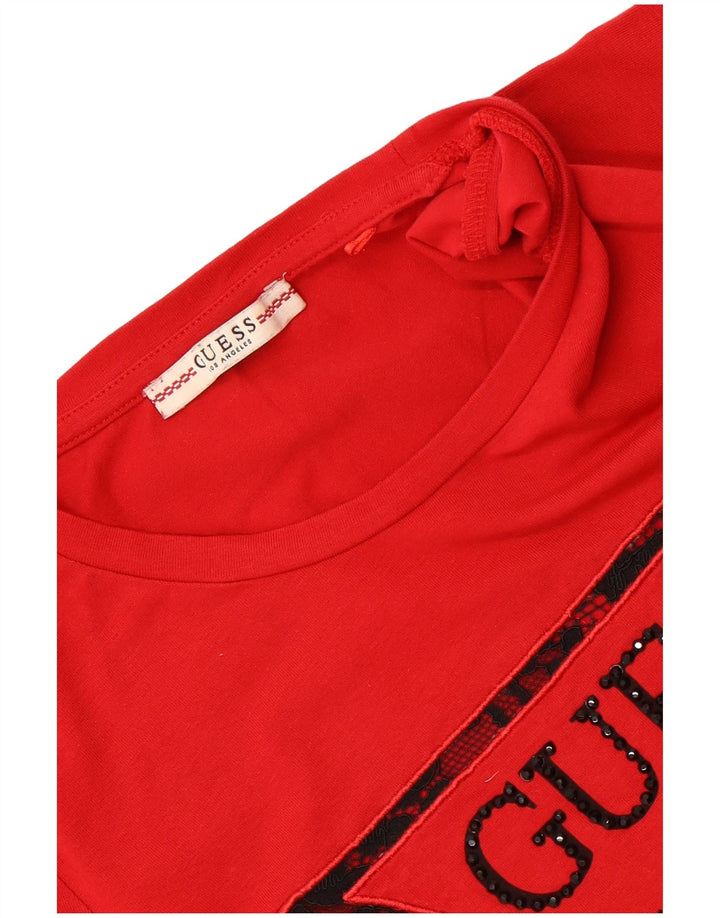 Guess Graphic T-Shirt Top UK 8 Small Red