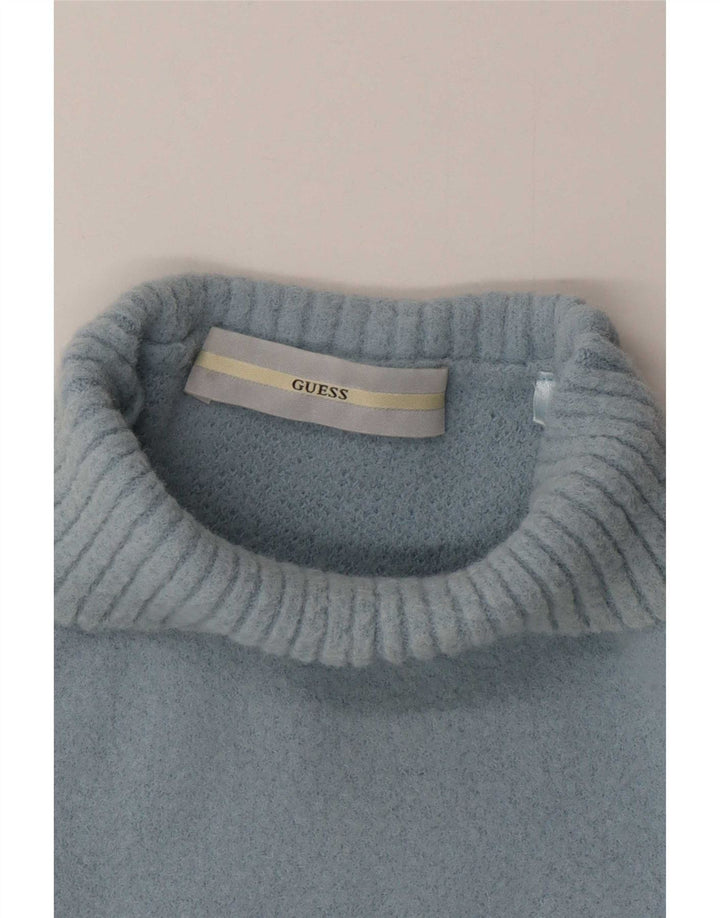 Guess Dame Turtle Neck Jumper Sweater UK 4 XS Blå Polyamid
