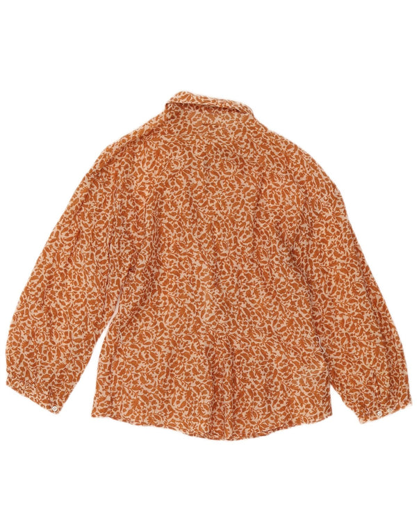 Massimo Dutti Dame 3/4-ærmet skjortebluse EU 38 Small Beige Floral