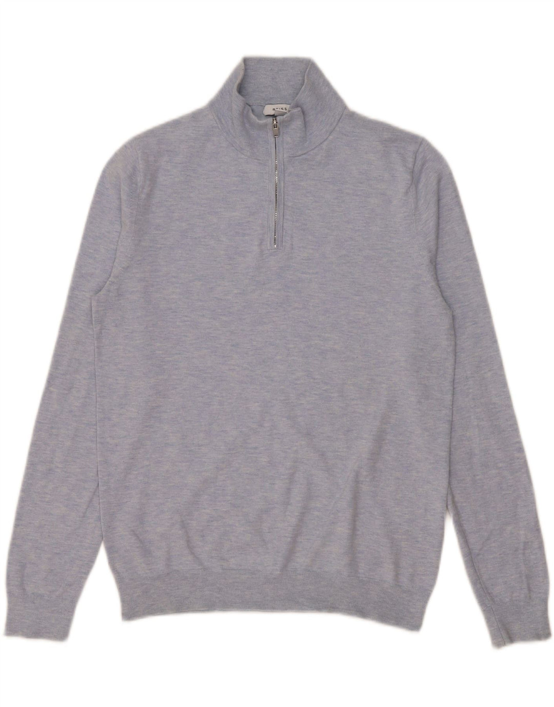 Reiss Herre Zip Neck Jumper Sweater Lille Blå Bomuld