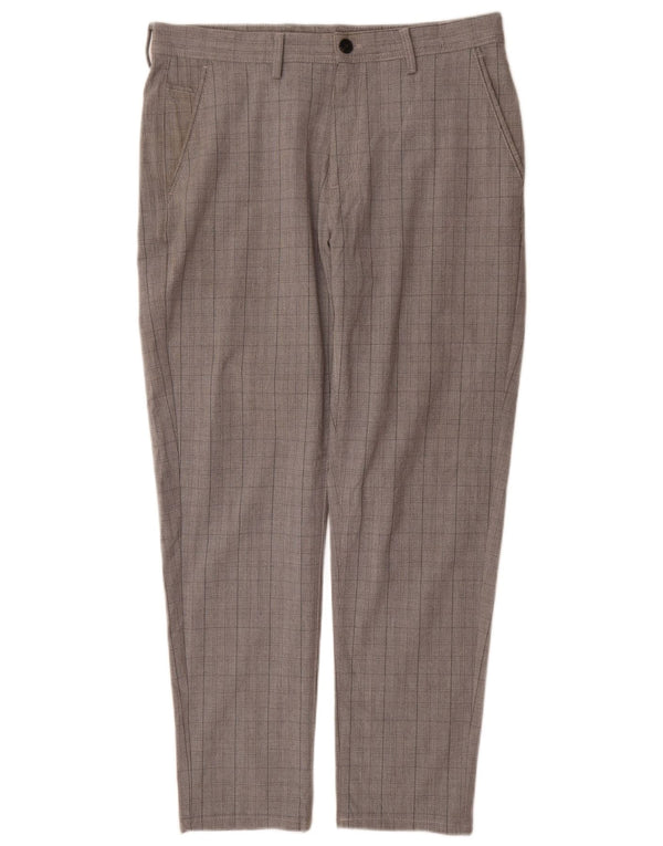 Zara Herre Slim Chino Bukser EU 42 Large W32 L30 Grå ternet polyester