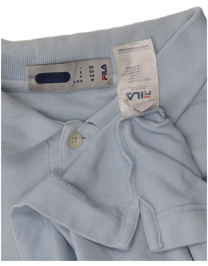 FILA Herre Loose Fit Langærmet Polo Shirt IT 50 Medium Blue Cotton