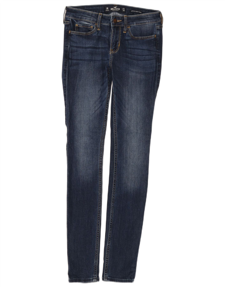 HOLLISTER Dame Super Skinny Jeans med lav talje US 0 XS W24 L30 Blå Bomuld