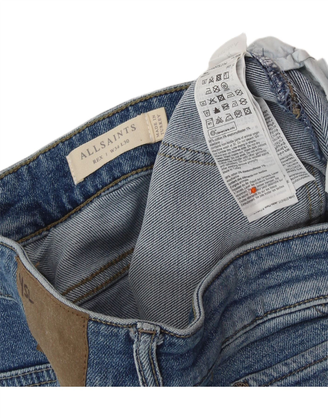 ALL SAINTS Herre Slim Jeans W34 L30 Blå Bomuld