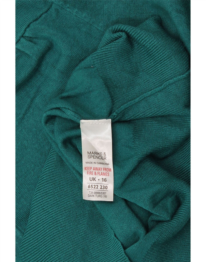Marks & Spencer Dame V-hals sweater UK 16 Stor turkis viskose