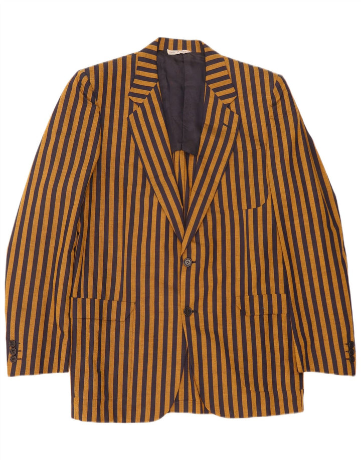 Mabro Herre 2 Knaps Blazer Jakke UK 38 Medium Brun Nålestribet Bomuld