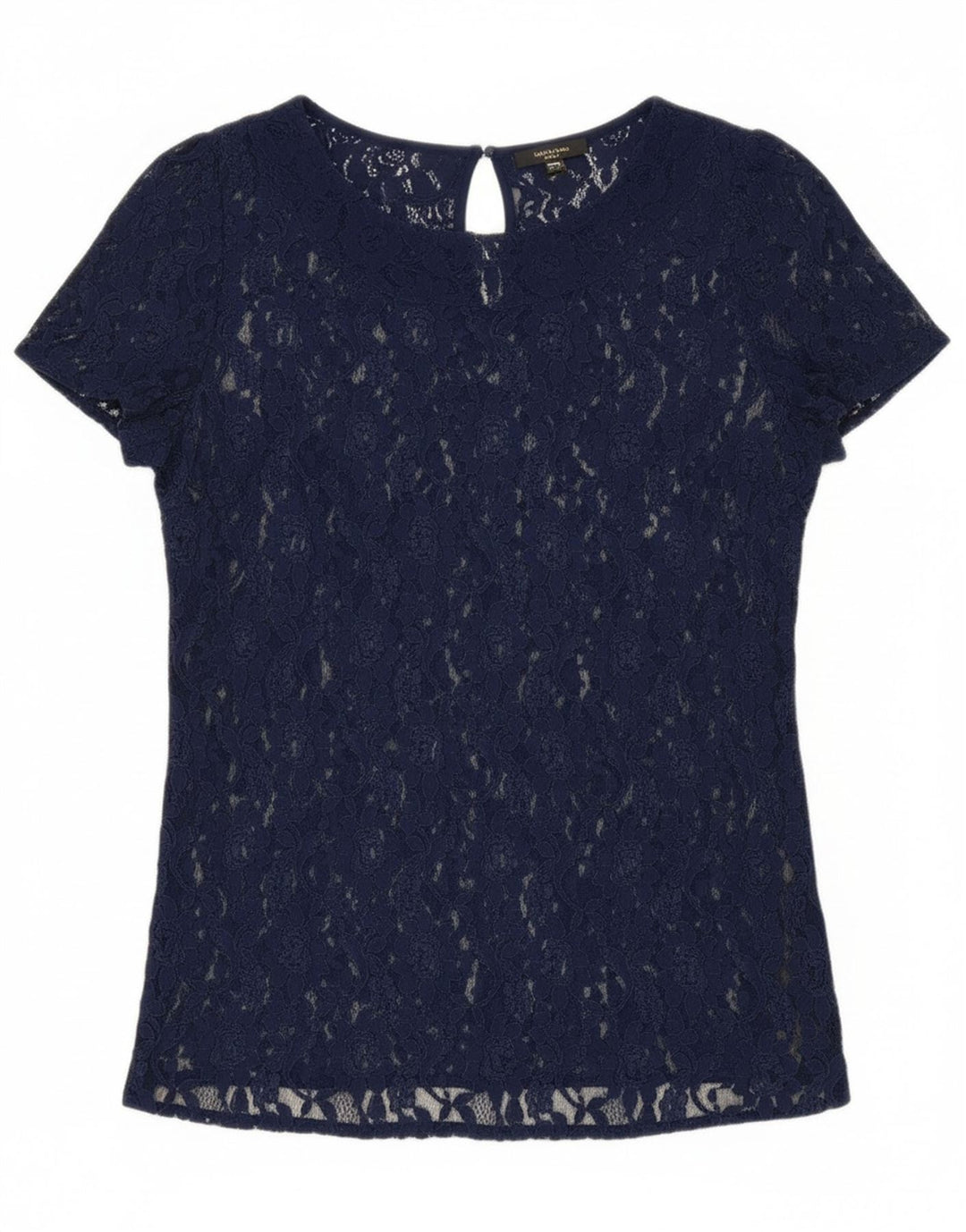 MASSIMO DUTTI Womens See Through Lace Blouse Top UK 18 XL Navy Blue