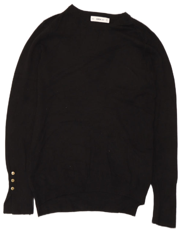 Zara Dame Boat Neck Jumper Sweater UK 12 Medium Black