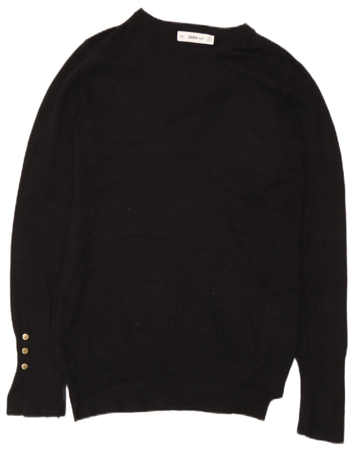 Zara Dame Boat Neck Jumper Sweater UK 12 Medium Black