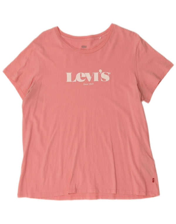 Levi's Grafisk T-shirt top til kvinder UK 18 XL Pink Bomuld