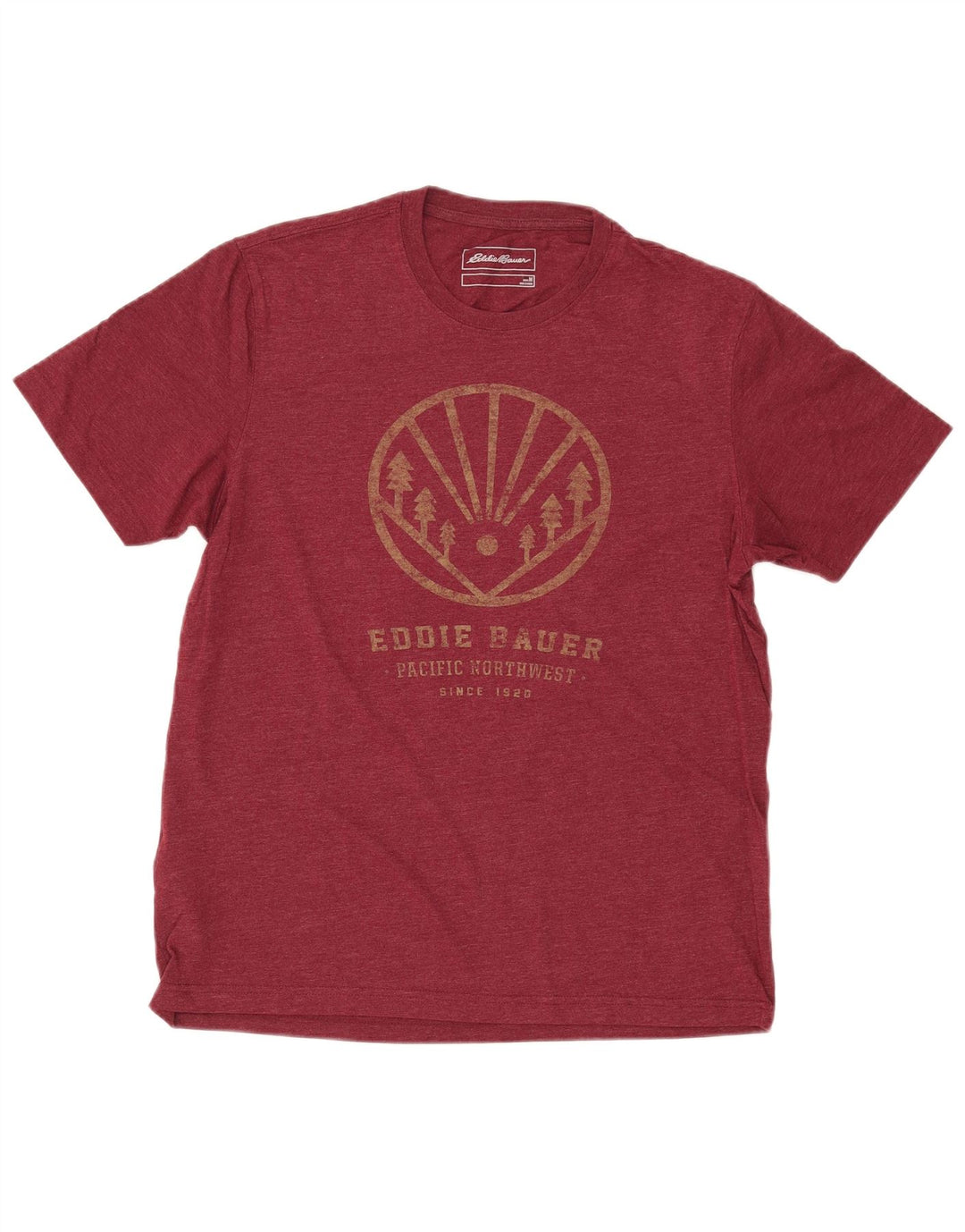 EDDIE BAUER Herre grafisk T-shirt Top Medium rødbrun bomuld