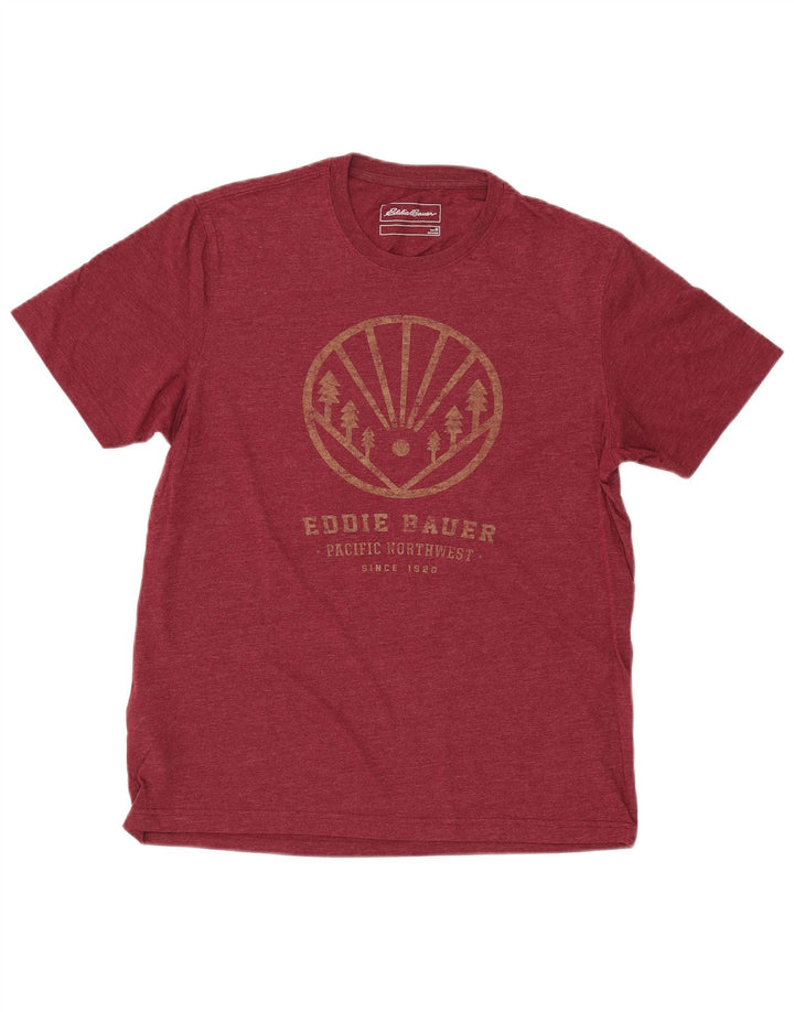 EDDIE BAUER Herre grafisk T-shirt Top Medium rødbrun bomuld
