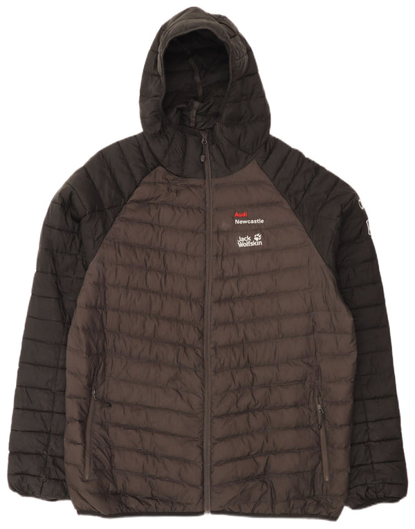 Jack Wolfskin Herre hættepolstret jakke UK 44/46 XL Sort Colourblock
