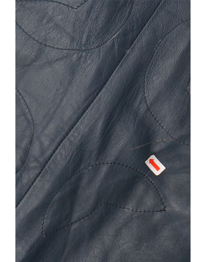 VINTAGE Dame Læderjakke IT 44 Medium Blue Læder