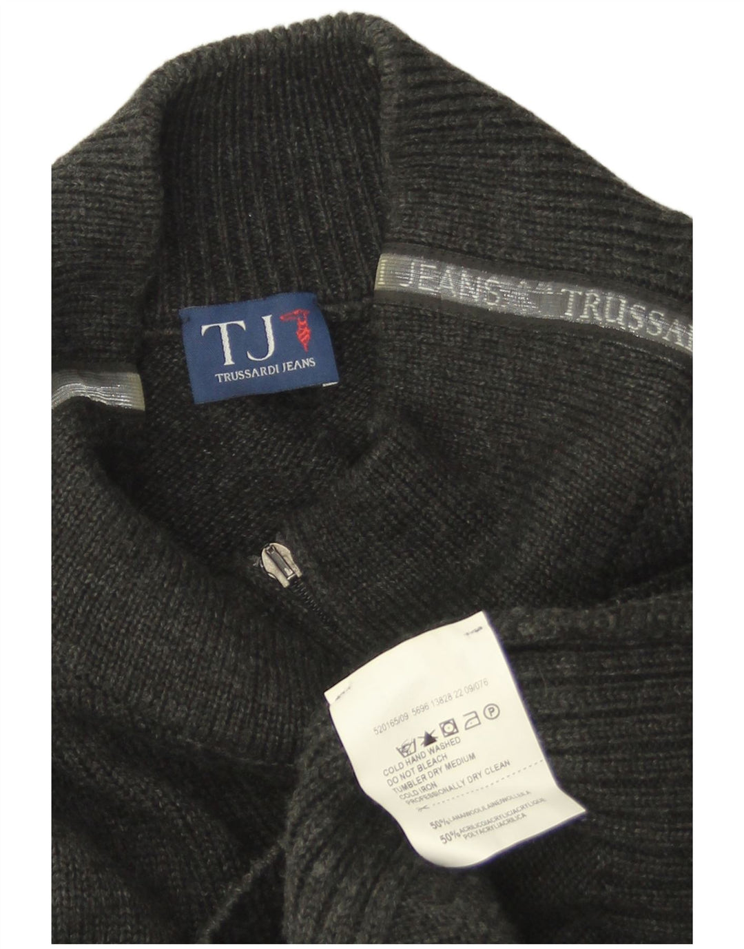 Trussardi Jeans Herre Cardigan Sweater Stor Grå Uld