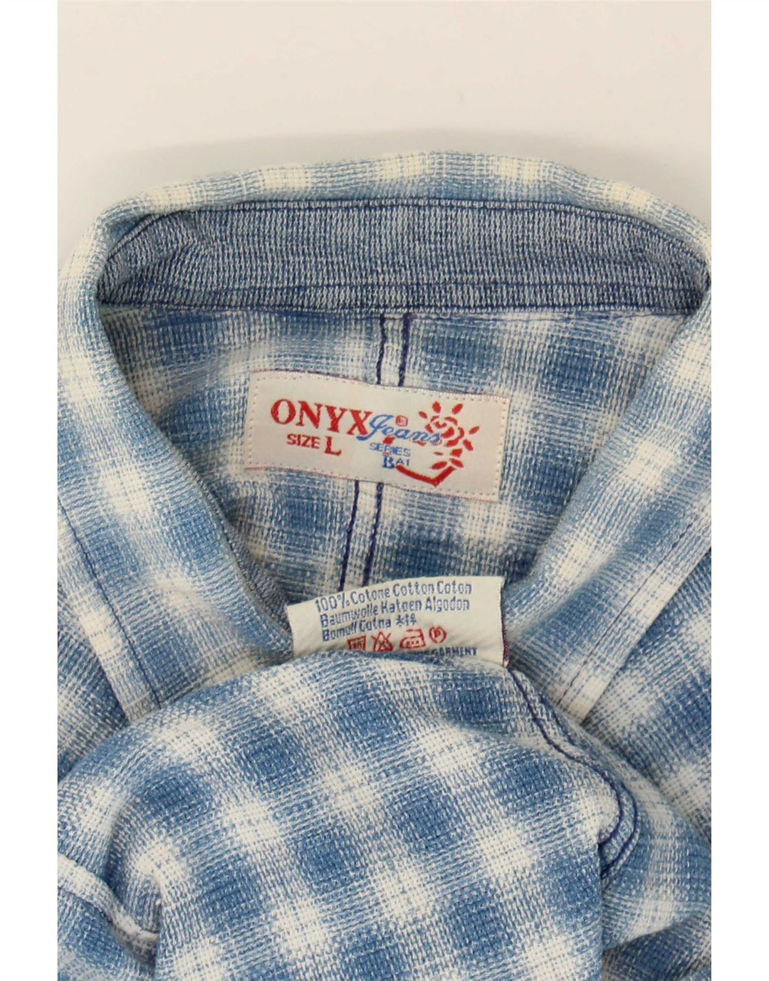 Onyx Dame Flanell Shirt UK 14 Stor Blå Ternet Bomuld