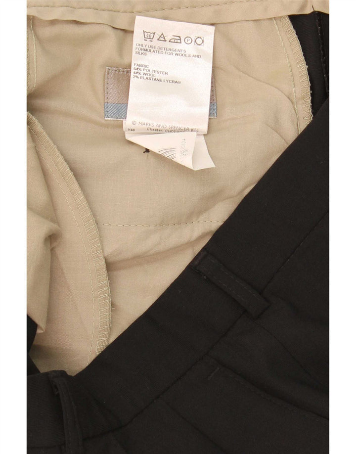 Marks & Spencer Herre Pegged Suit Bukser W34 L33 Sort Polyester