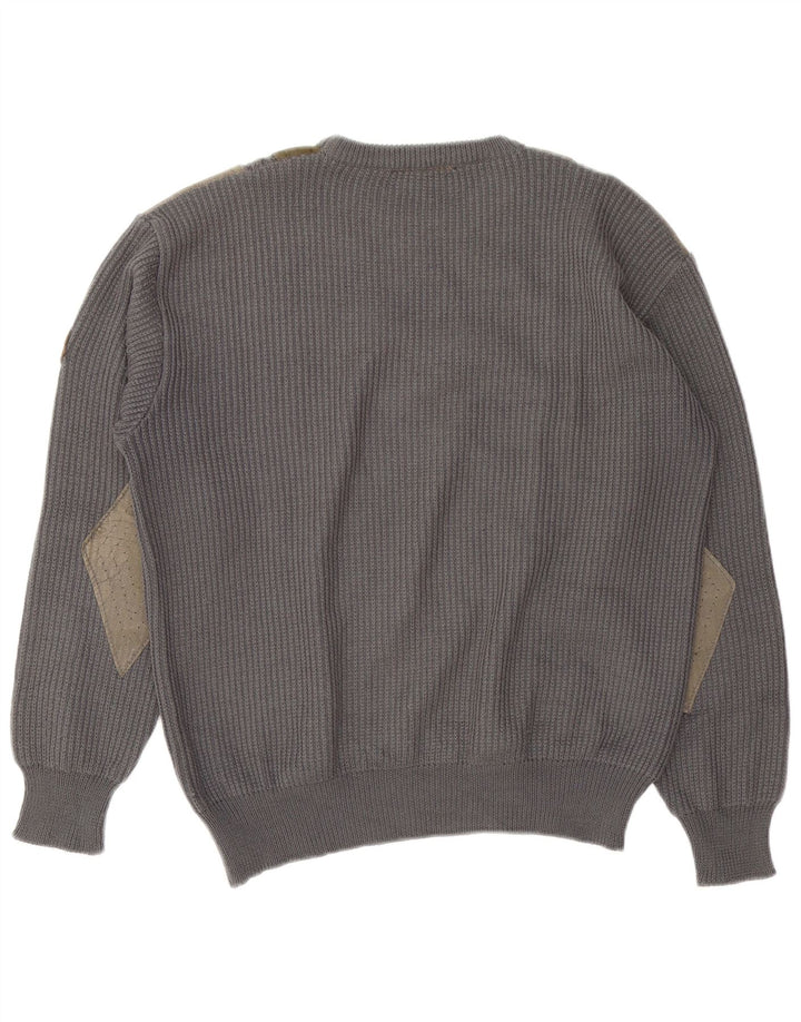 Andrea Celli Herre Crew Neck Jumper Sweater Stor Grå Colourblock Uld