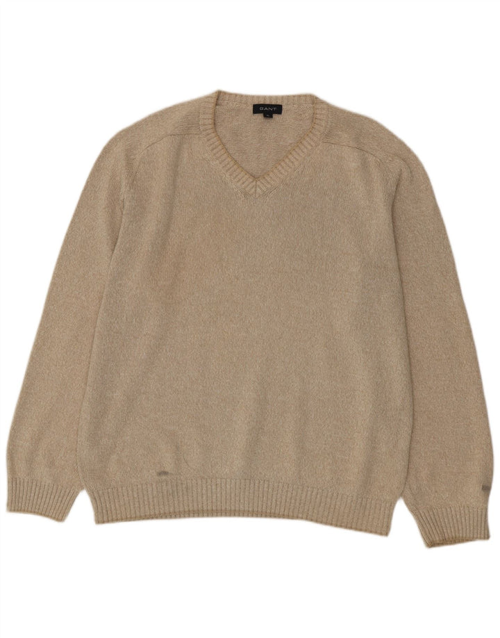 Gant Herre V-hals sweater XL Beige Bomuld