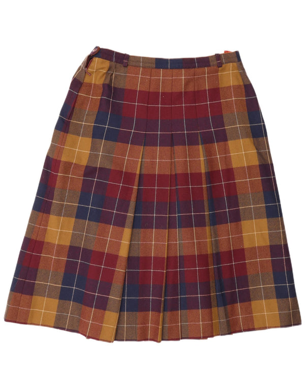 Escada Kvinder plisseret A-line nederdel W30 Medium Flerfarvet Plaid Uld