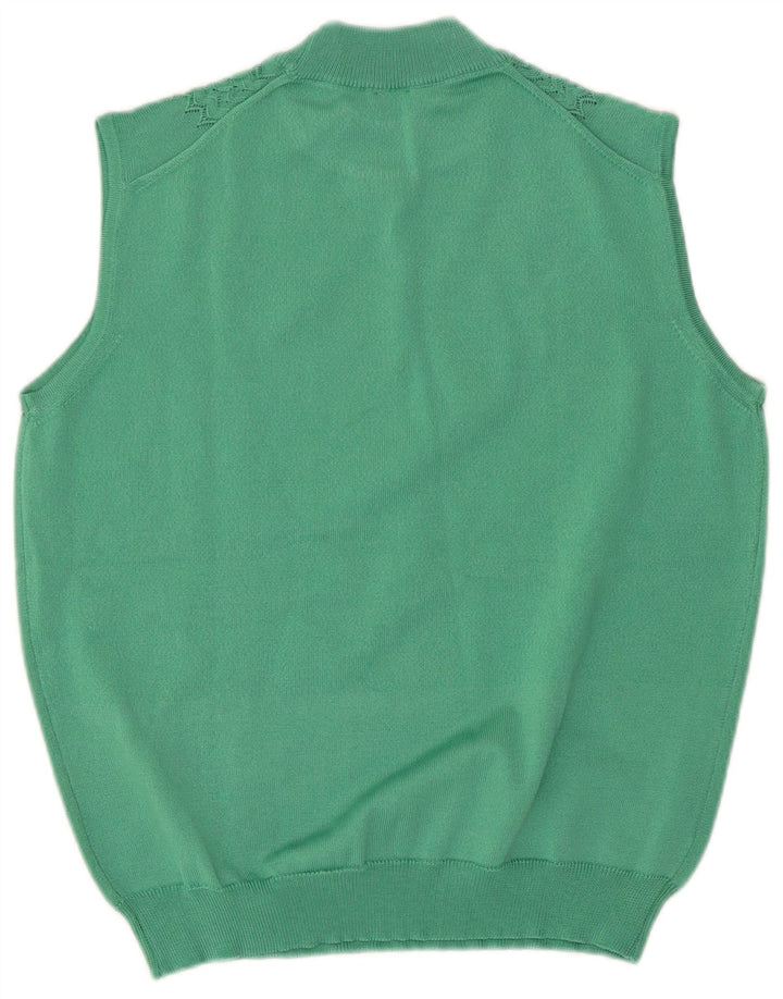 Vintage Dame Vest Tank Top UK 14 Medium Green Acetate