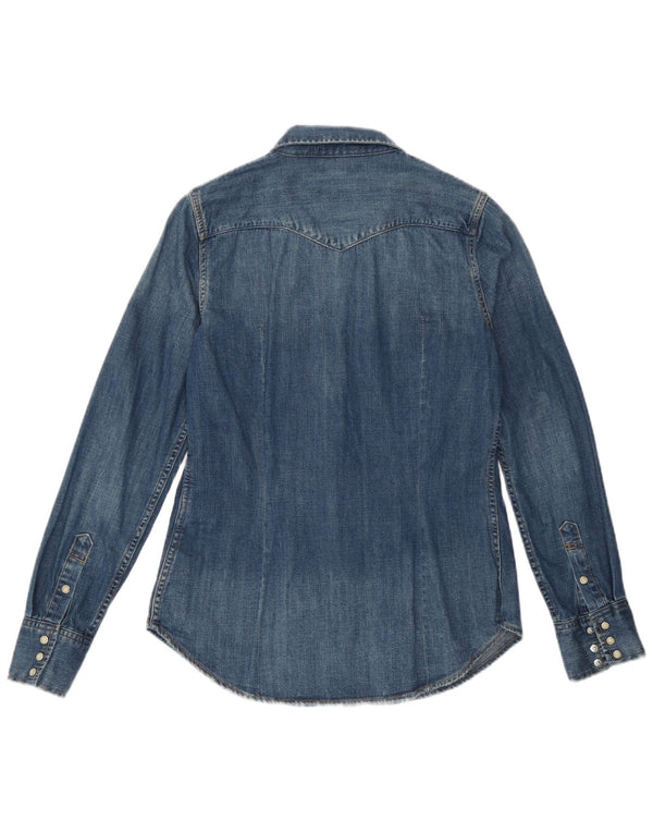 Levi's Dame Denim Shirt UK 10 Small Blue Cotton