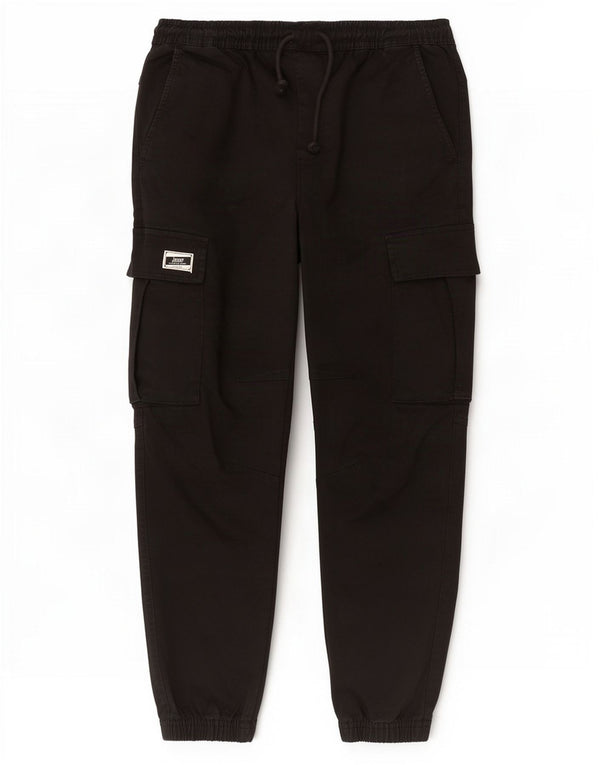 Zara Mens Joggers Cargo Trousers Medium W31 L26 Black Cotton