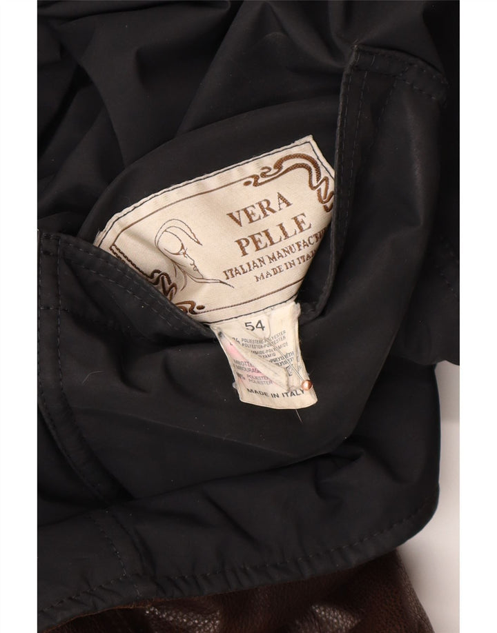 VINTAGE Mens Reversible Leather Jacket IT 54 2XL Brown Leather