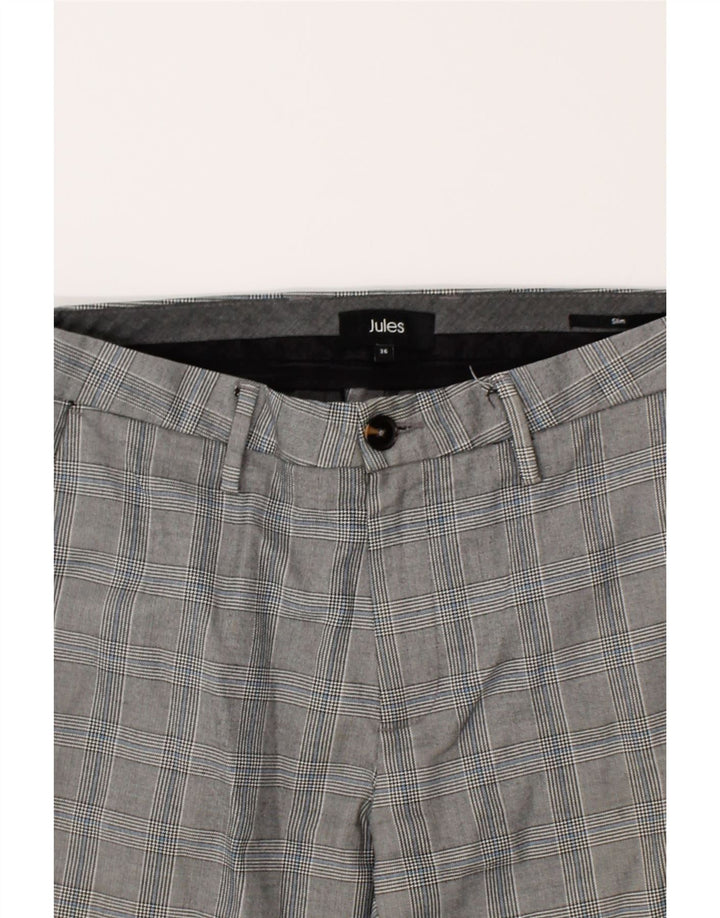 JULES Womens Slim Suit Trousers EU 36 Small W27 L30 Grey Check Polyester Vintage Jules and Second-Hand Jules from Messina Hembry 