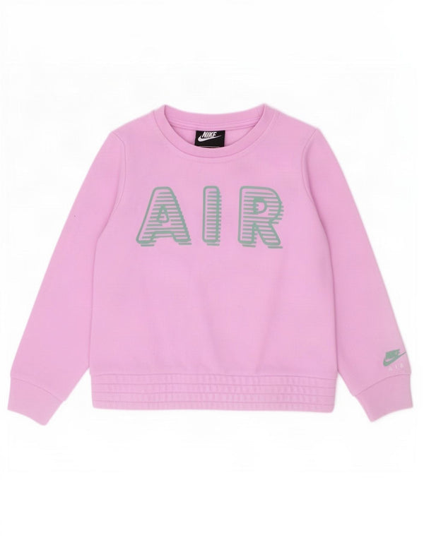 Nike Girls Graphic Sweatshirt Jumper 5-6 år Medium Pink Bomuld