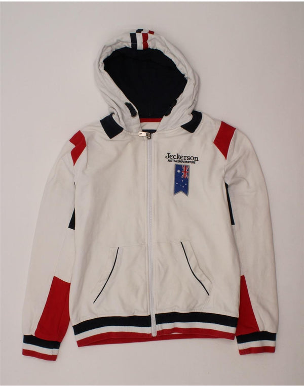 JECKERSON Drenge grafisk hættetrøje med lynlås 9-10 år Hvid Colourblock