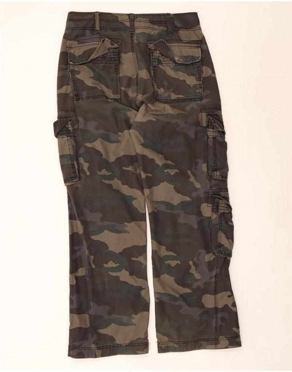 Vintage Herre Straight Cargo Bukser Large W34 L31 Khaki Camouflage