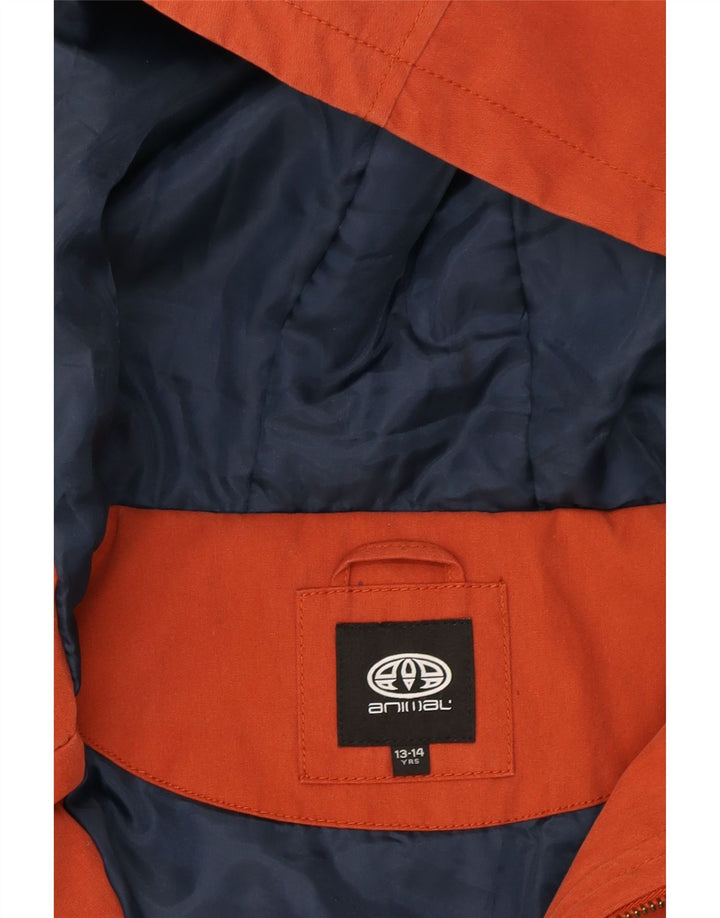 ANIMAL Boys Hooded Utility Jacket 13-14 Years Orange Polyester Vintage Animal and Second-Hand Animal from Messina Hembry 