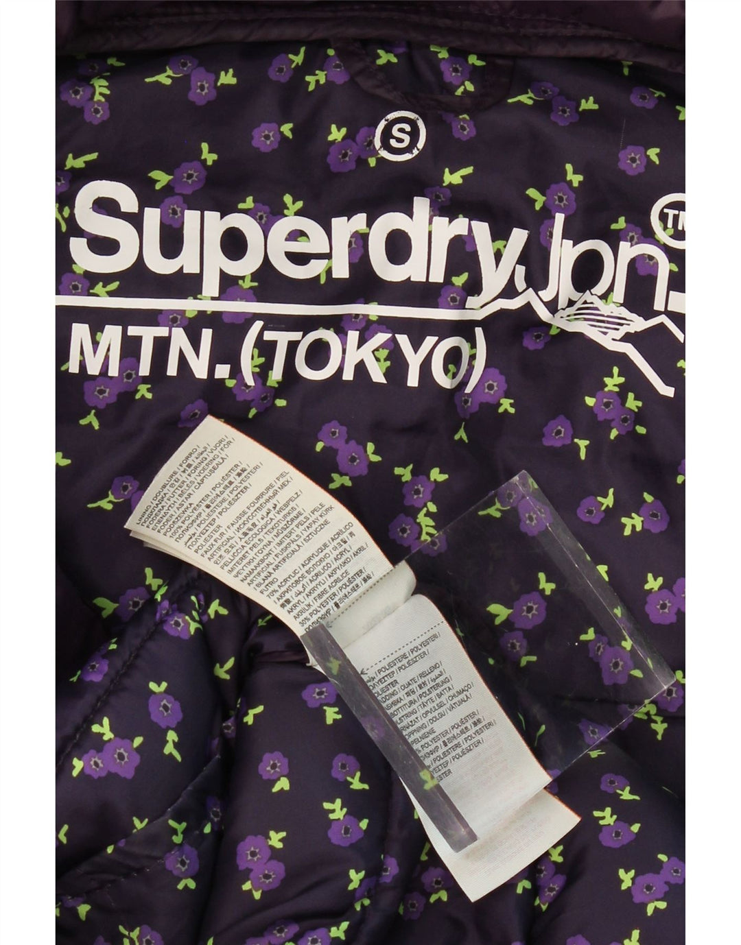 SUPERDRY Womens Hooded Padded Coat UK 10 Small Purple Polyester