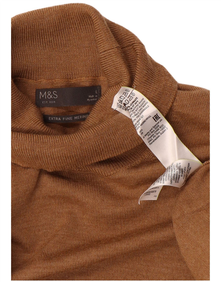 Marks & Spencer Herre Rullehalstrøje Stor Brun Merinould
