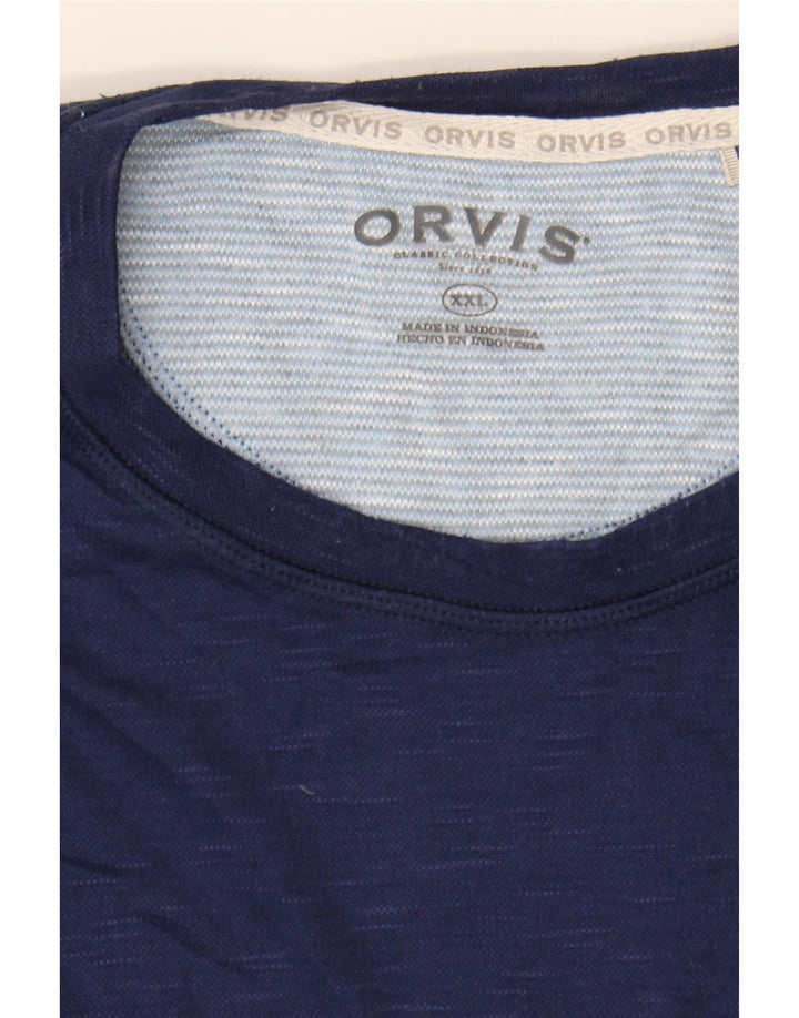 ORVIS Mens Top Long Sleeve 2XL Navy Blue Rayon Vintage Orvis and Second-Hand Orvis from Messina Hembry 