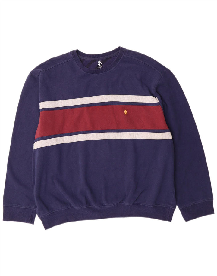 Izod Herre Sweatshirt Jumper 2XL Navyblå stribet bomuld