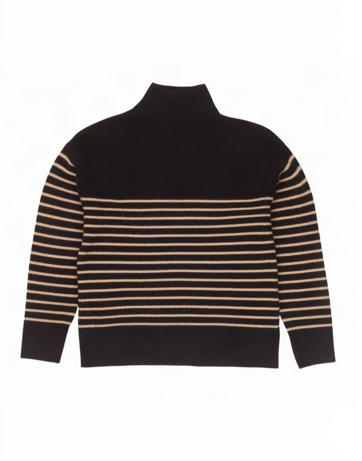 Zara Dame Button Neck Jumper Sweater UK 14 Medium Navy Blue Striped