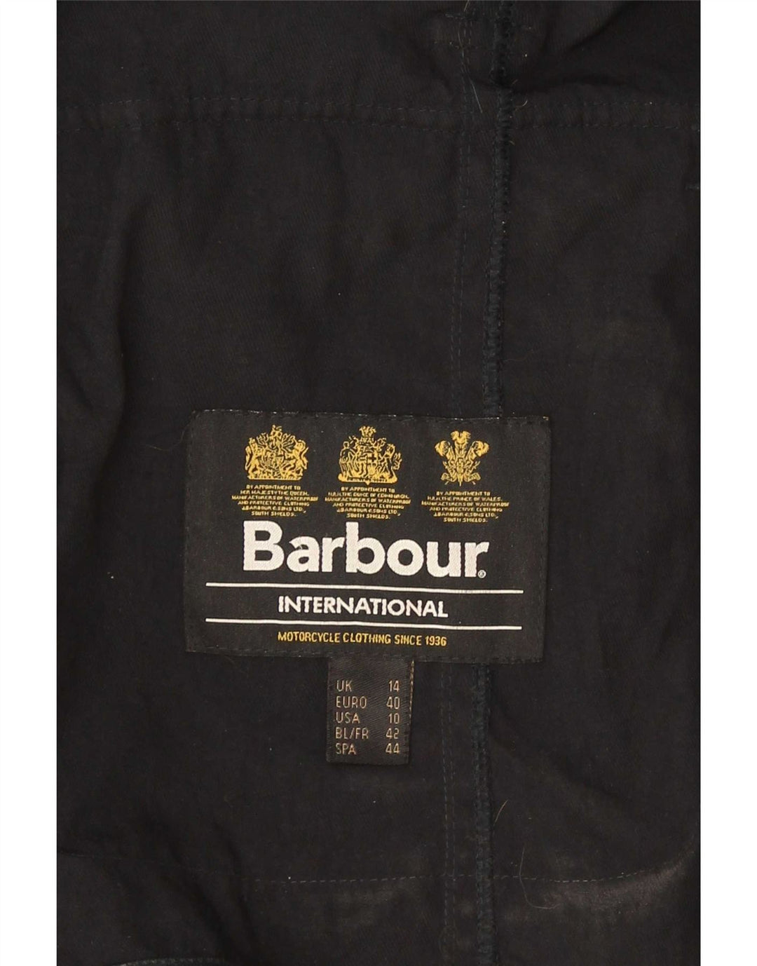 Barbour Militærjakke i imiteret læder til kvinder UK 14 Stor sort polyester