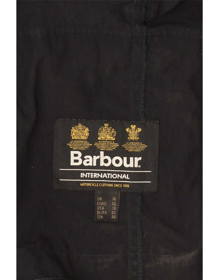 Barbour Militærjakke i imiteret læder til kvinder UK 14 Stor sort polyester