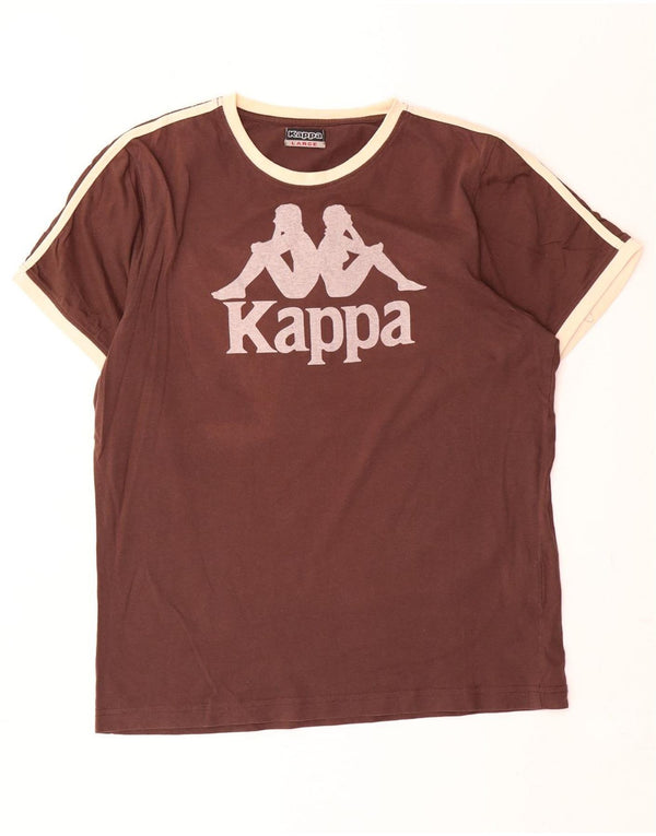 Kappa Herre grafisk T-shirt Top Stor brun bomuld